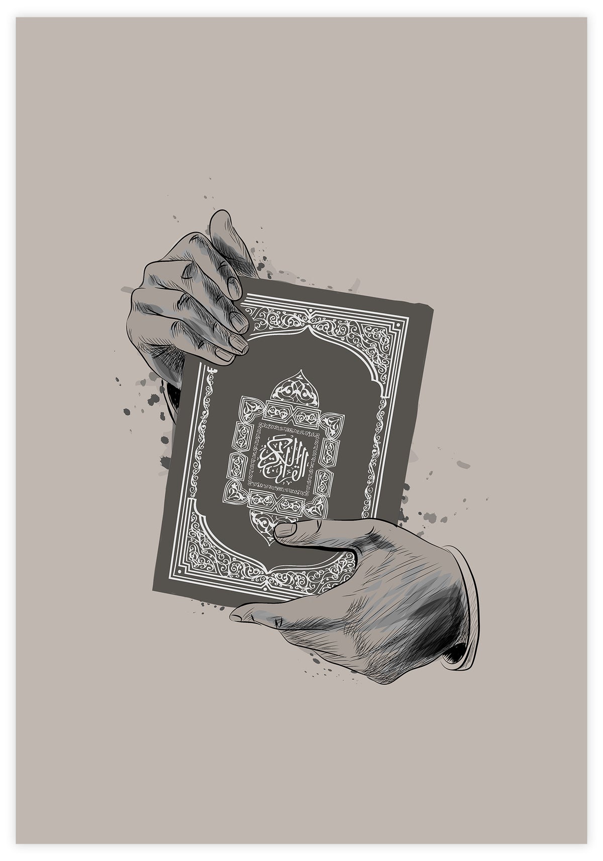 Holding Quran Beige Poster